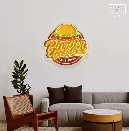 Enseigne lumineuse LED néon Burger Artwork