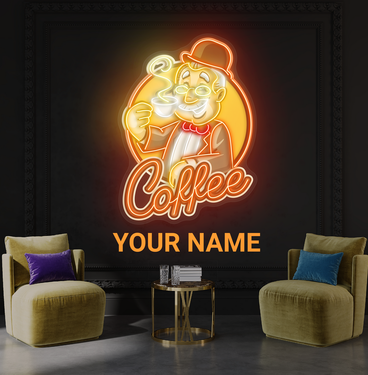 Enseigne LED Néon Décoration Café Gentleman