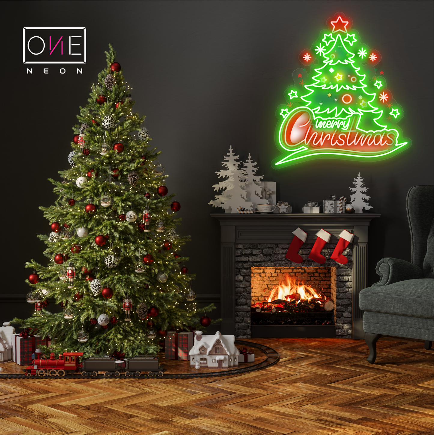 Enseigne Néon LED Motif Sapin de Noël