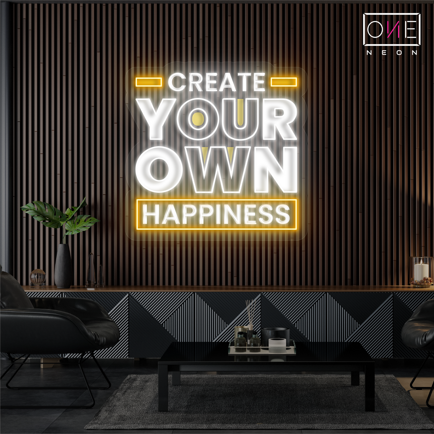 Créez votre propre œuvre d'art murale néon LED "Happiness"