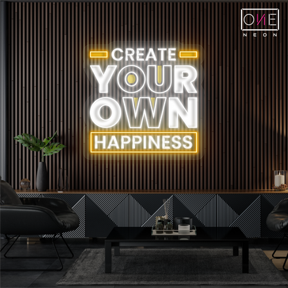 Créez votre propre œuvre d'art murale néon LED "Happiness"