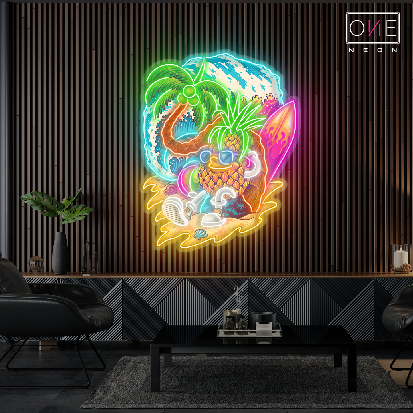 Enseigne néon LED ananas paradisiaque