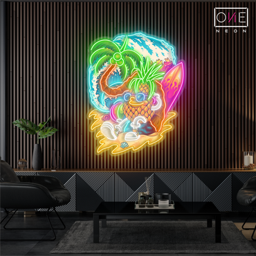 Enseigne néon LED ananas paradisiaque