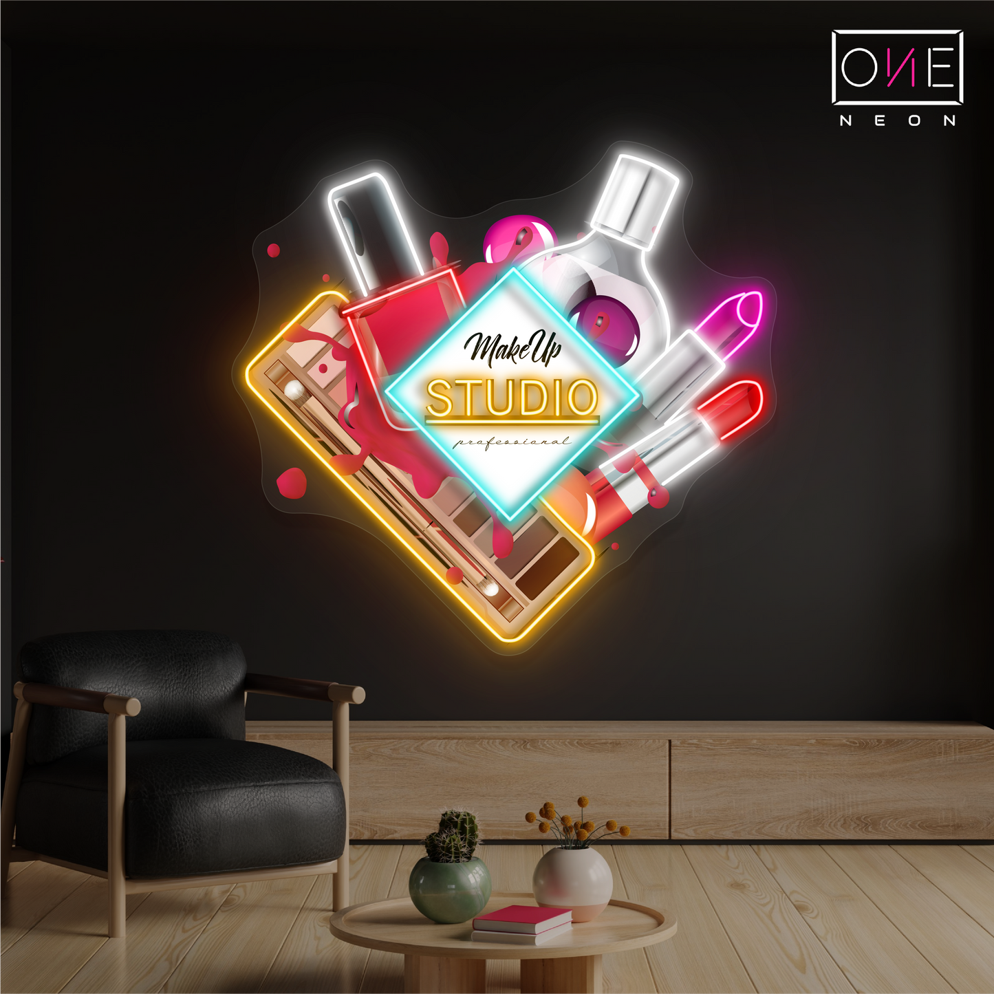 Enseigne lumineuse LED néon de studio de maquillage glamour