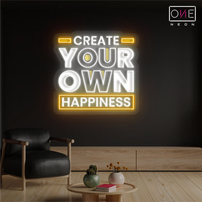 Créez votre propre œuvre d'art murale néon LED "Happiness"