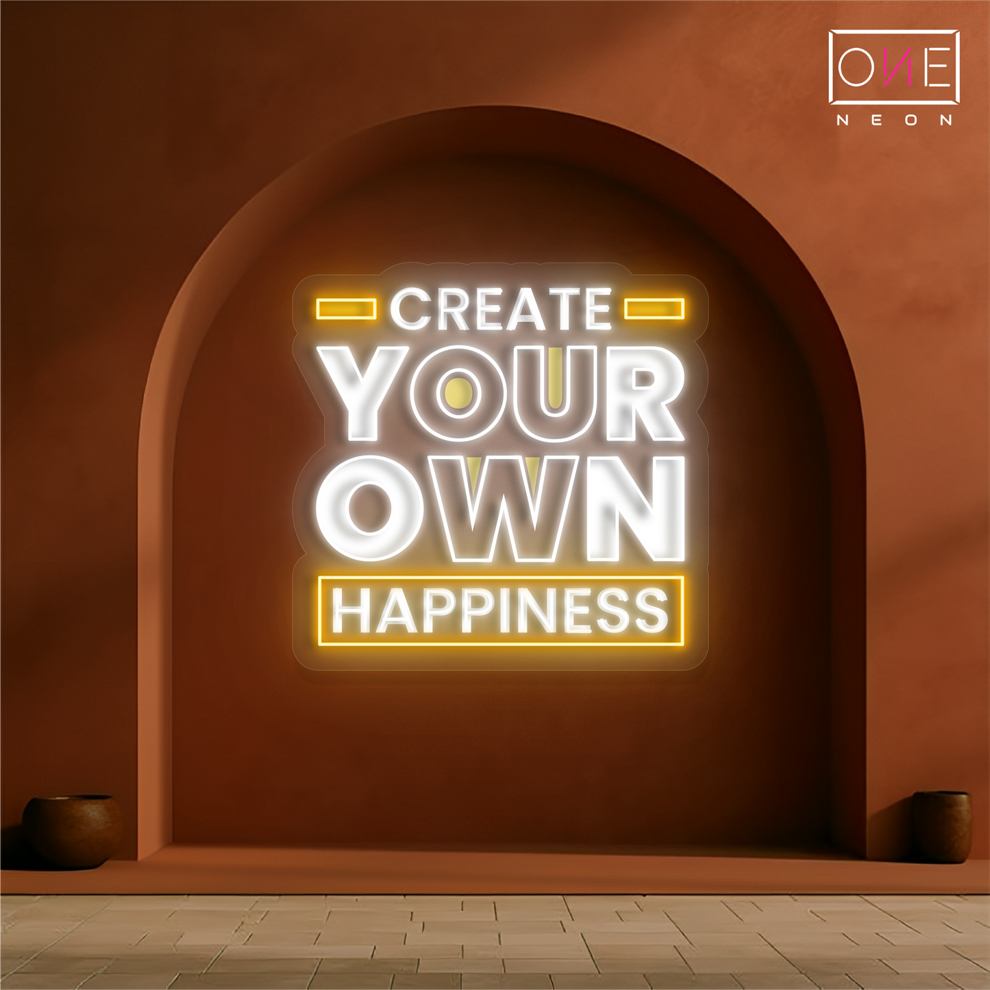 Créez votre propre œuvre d'art murale néon LED "Happiness"