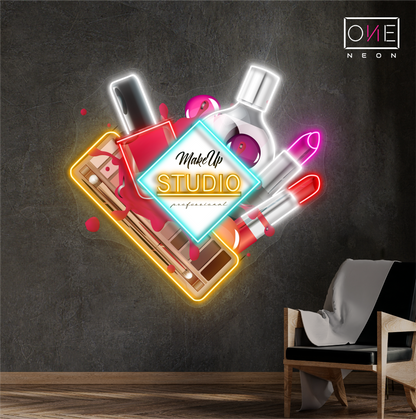 Enseigne lumineuse LED néon de studio de maquillage glamour