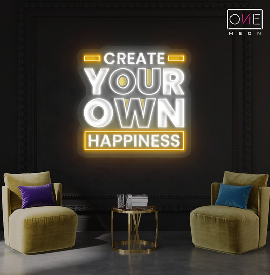 Créez votre propre œuvre d'art murale néon LED "Happiness"