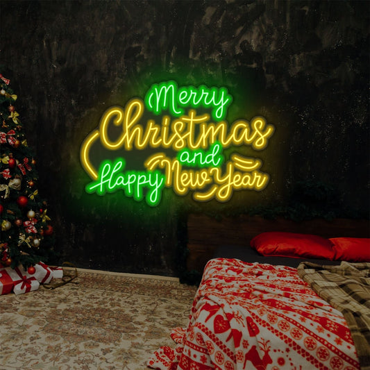 Joyeux Noël et Bonne Année LED Enseigne Néon