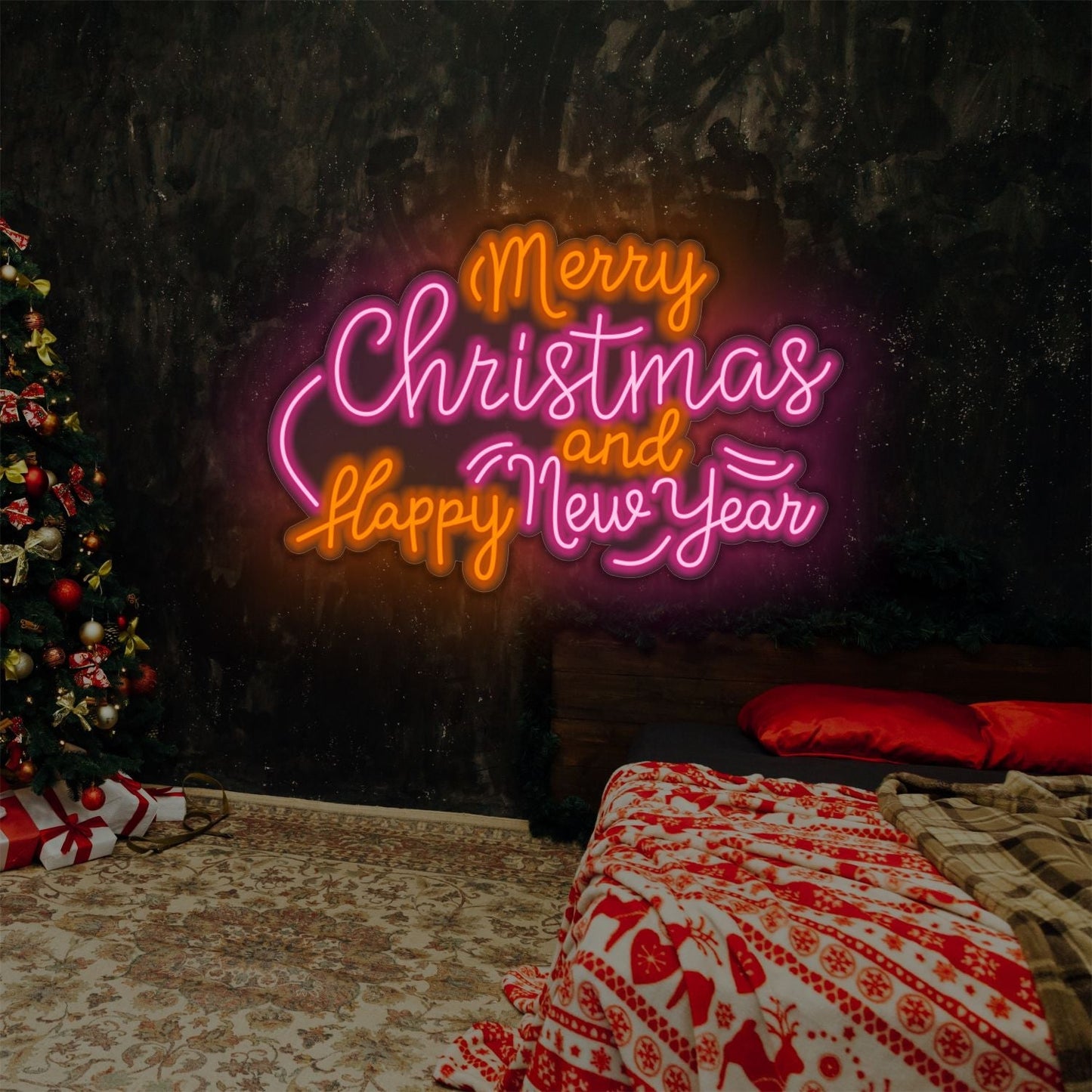 Joyeux Noël et Bonne Année LED Enseigne Néon