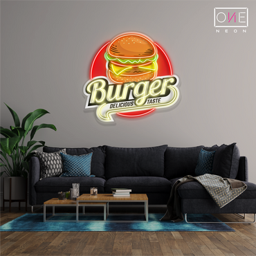 Enseigne lumineuse LED néon Burger Delicious Taste Artwork