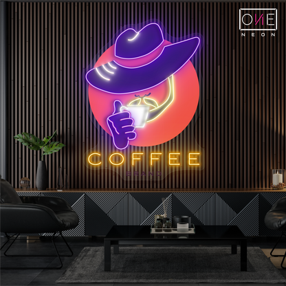 Enseigne néon LED œuvre d'art Café Cowboy