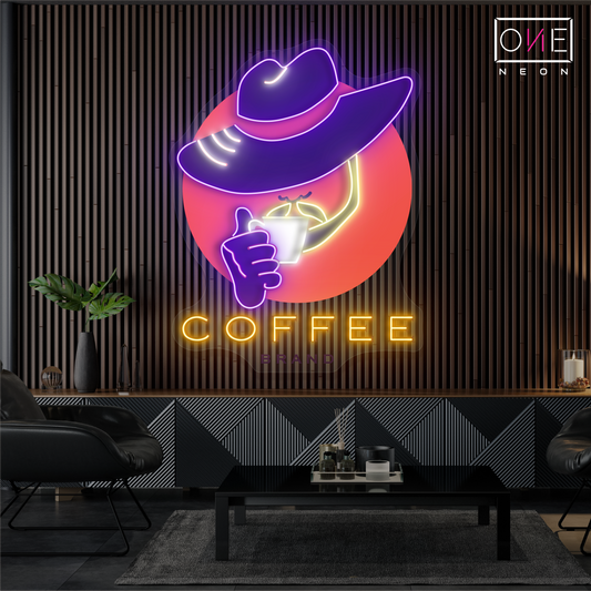 Enseigne néon LED œuvre d'art Café Cowboy