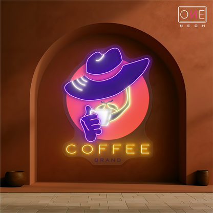 Enseigne néon LED œuvre d'art Café Cowboy