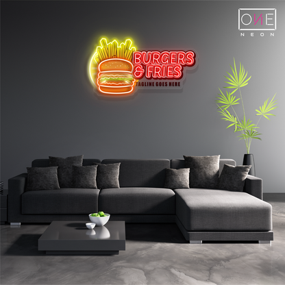 Enseigne néon LED Burgers & Frites
