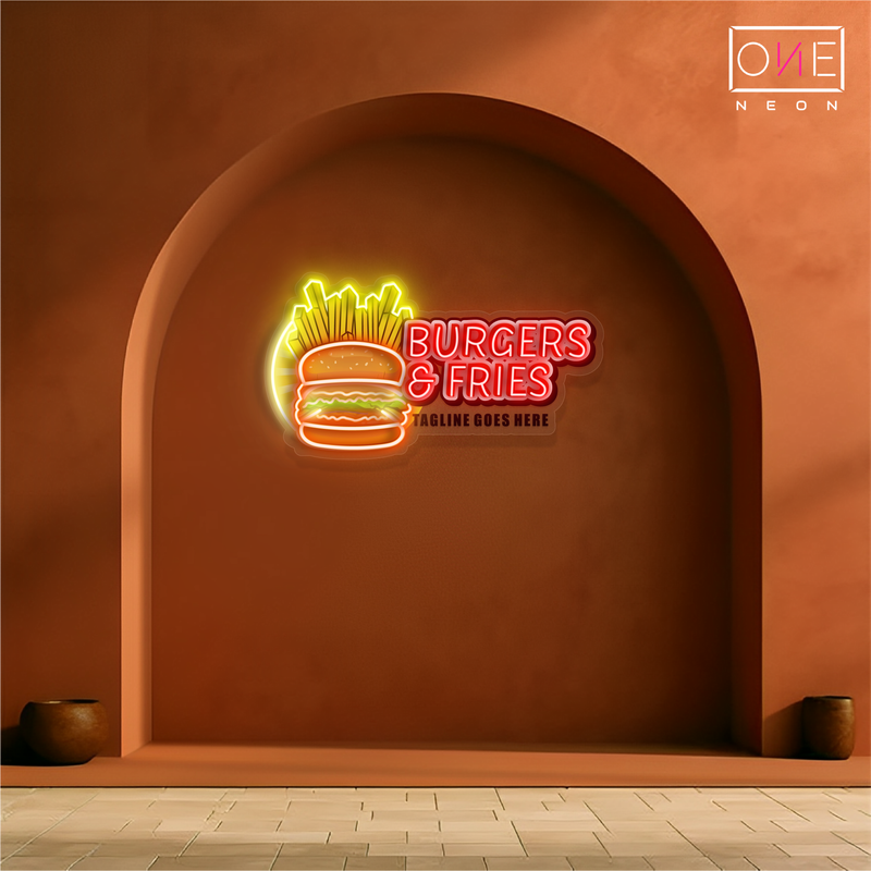 Enseigne néon LED Burgers & Frites