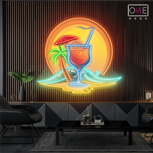 Enseigne néon LED cocktail « Brise du coucher de soleil »
