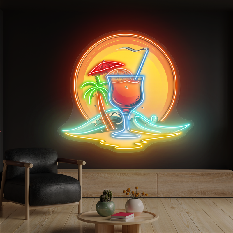 Enseigne néon LED cocktail « Brise du coucher de soleil »