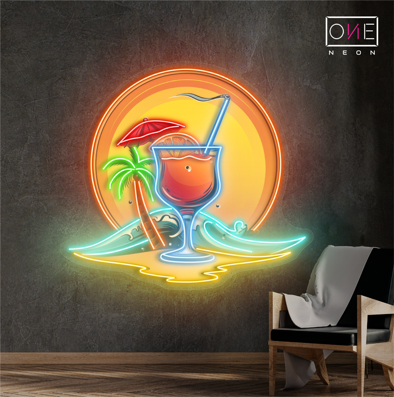 Enseigne néon LED cocktail « Brise du coucher de soleil »