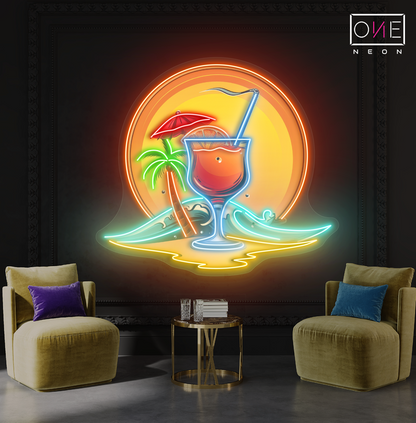 Enseigne néon LED cocktail « Brise du coucher de soleil »