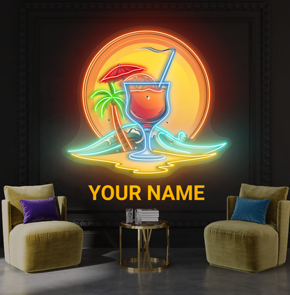 Enseigne néon LED cocktail « Brise du coucher de soleil »
