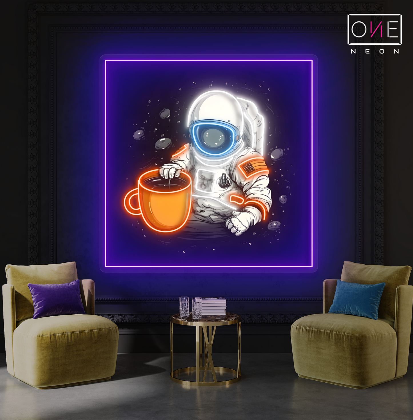 Enseigne néon LED Artwork Café Astronaute