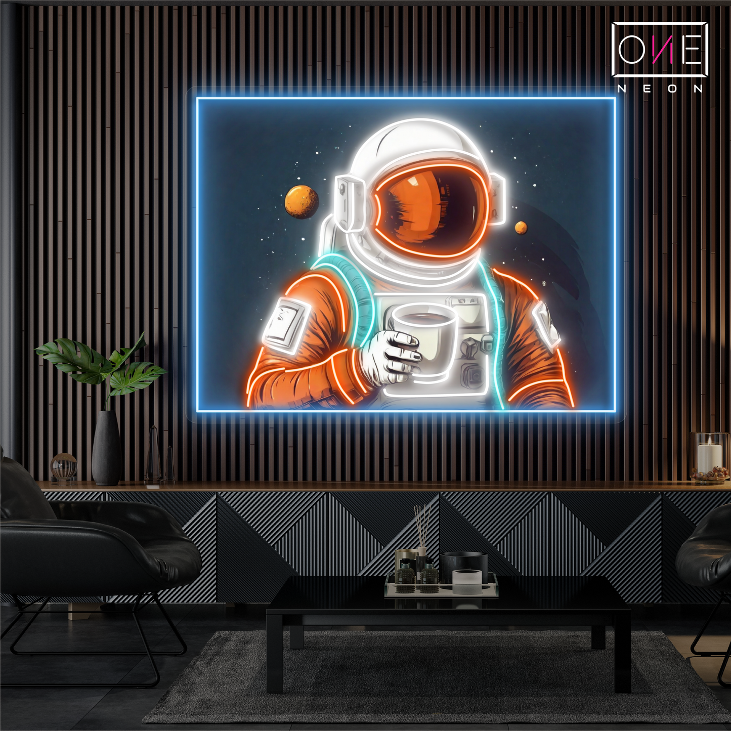 Enseigne néon LED "Cosmic Coffee Break Artwork"