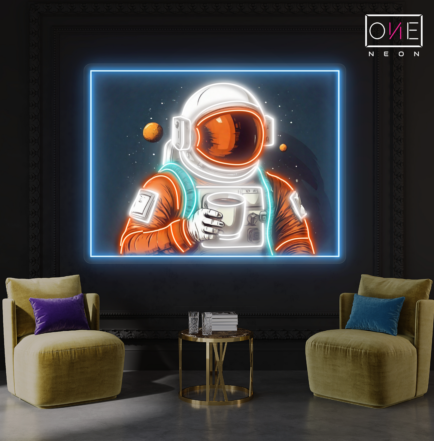 Enseigne néon LED "Cosmic Coffee Break Artwork"
