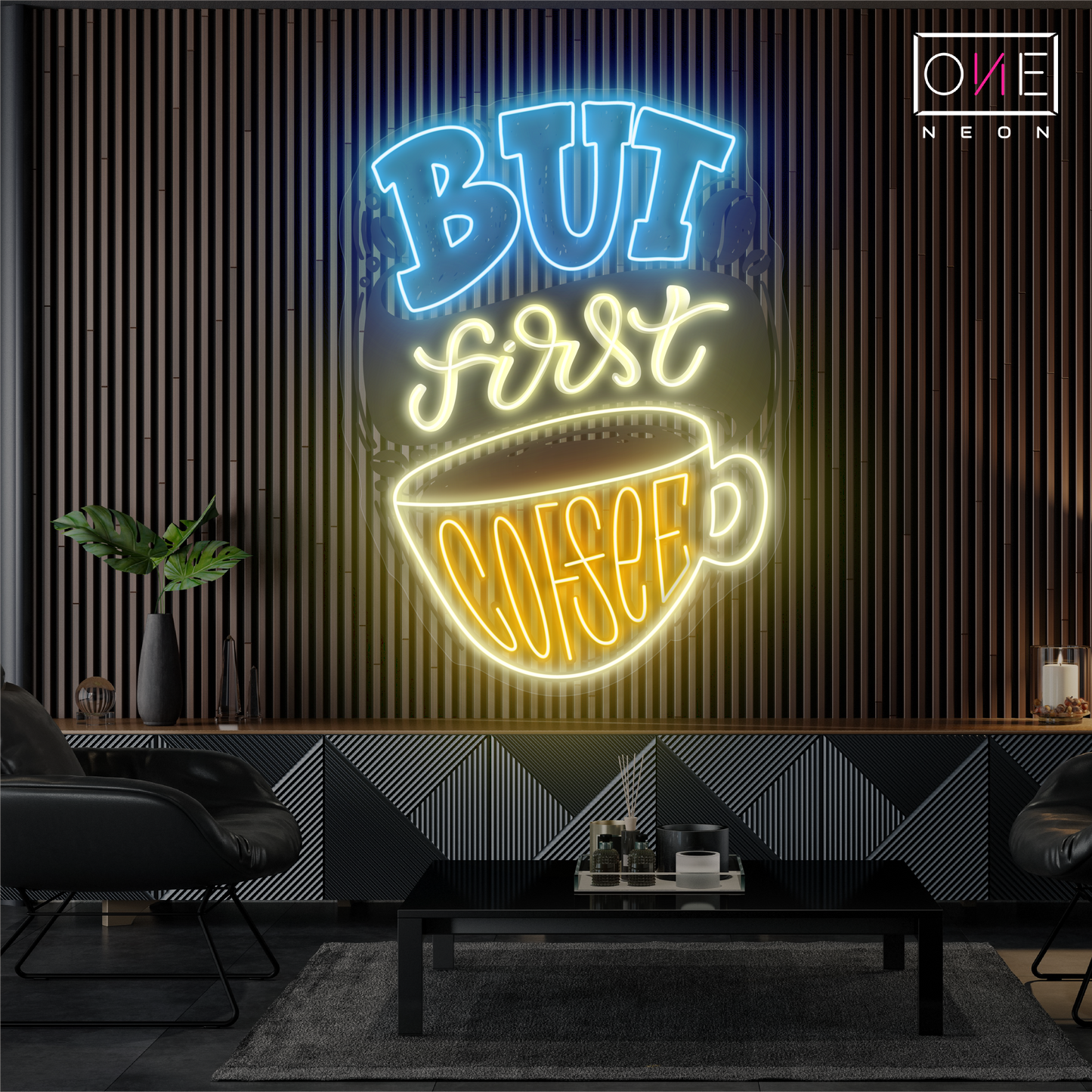Enseigne néon LED "But First Coffee"