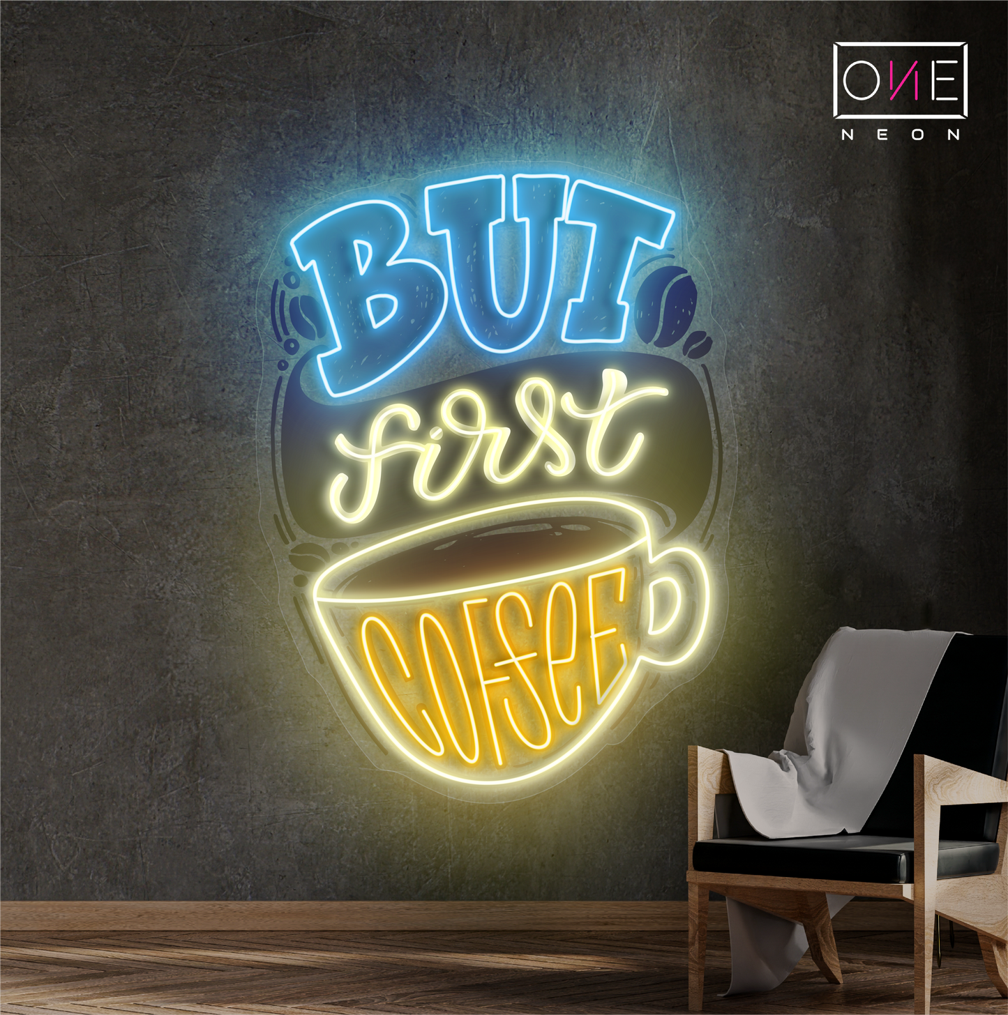 Enseigne néon LED "But First Coffee"