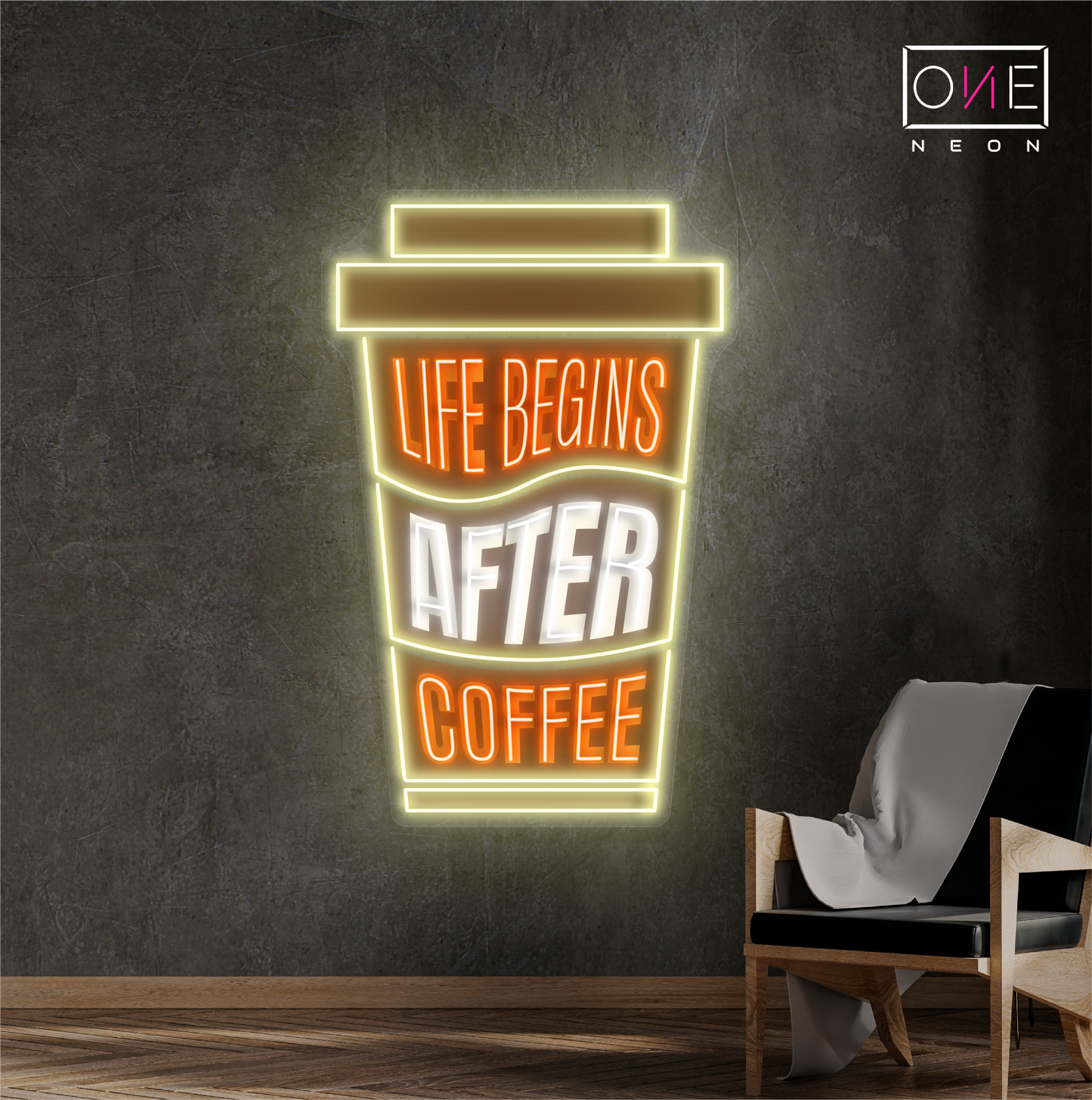 Enseigne néon LED décorative "La vie commence après le café"