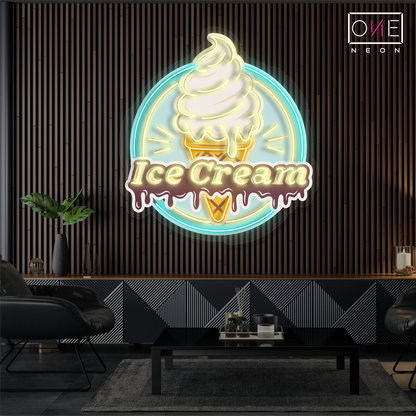 Enseigne néon LED murale rétro motif glace