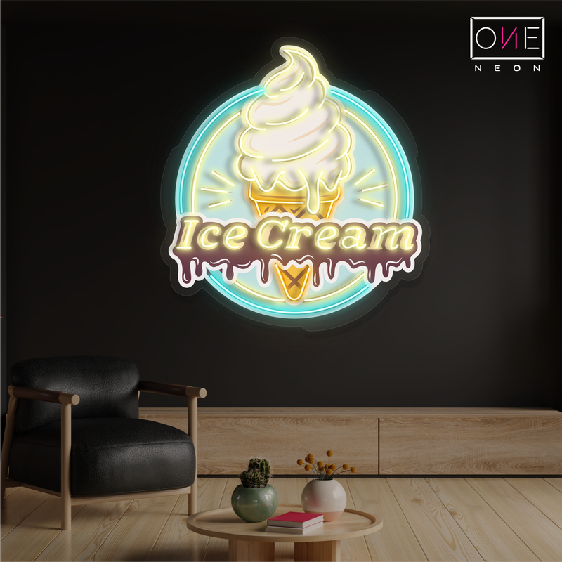 Enseigne néon LED murale rétro motif glace