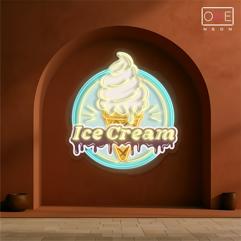 Enseigne néon LED murale rétro motif glace