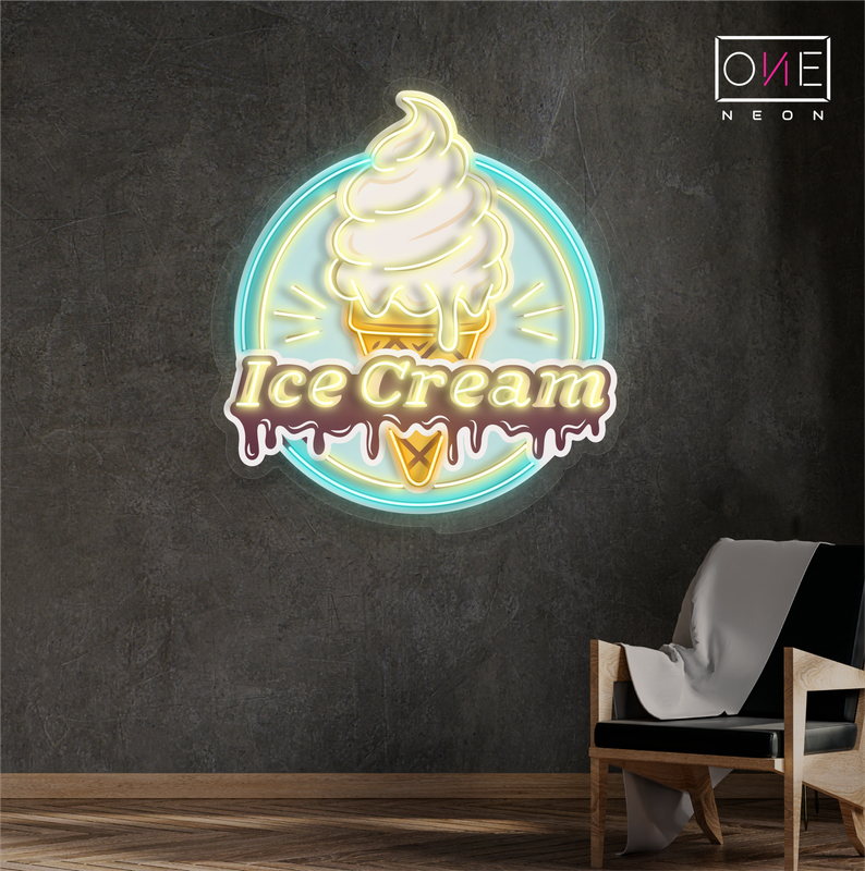 Enseigne néon LED murale rétro motif glace