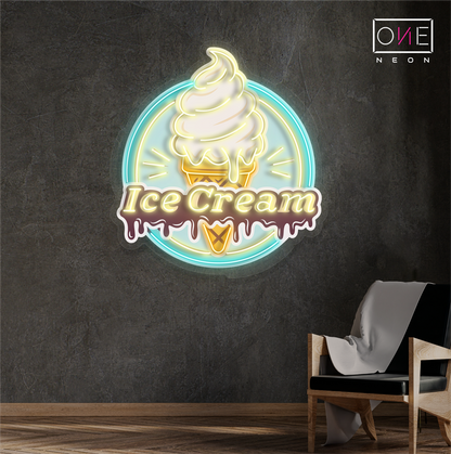 Enseigne néon LED murale rétro motif glace