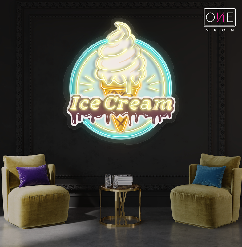 Enseigne néon LED murale rétro motif glace