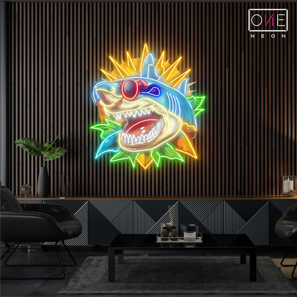 Enseigne néon LED décorative requin cybernétique