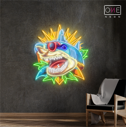 Enseigne néon LED décorative requin cybernétique