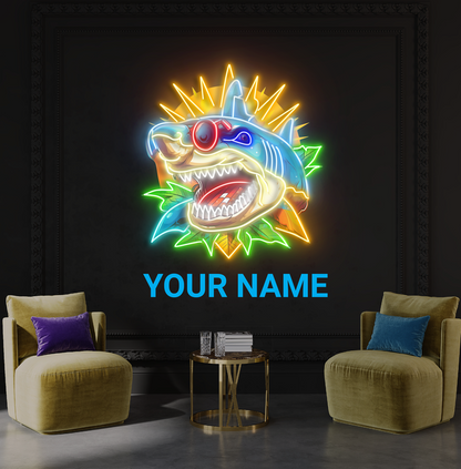 Enseigne néon LED décorative requin cybernétique