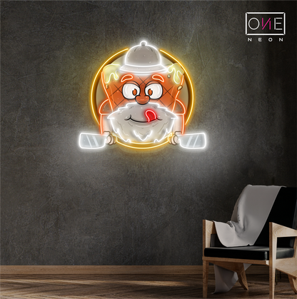 Enseigne néon LED mascotte de steak de viande