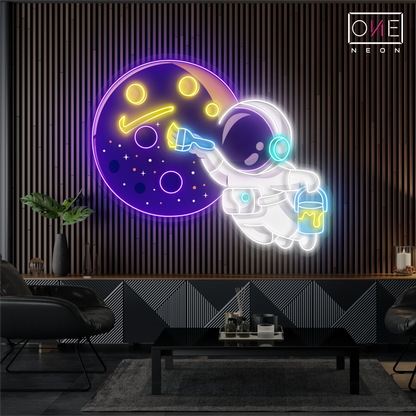 Enseigne LED néon décorative : Peintre Astronaute
