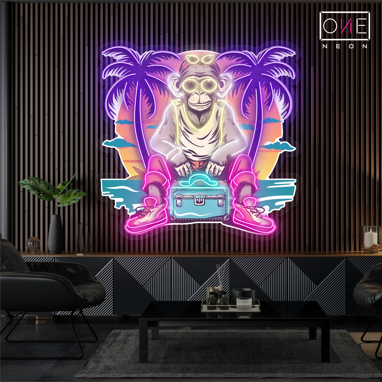 Enseigne Néon LED "Chill Monkey Vibes Artwork"