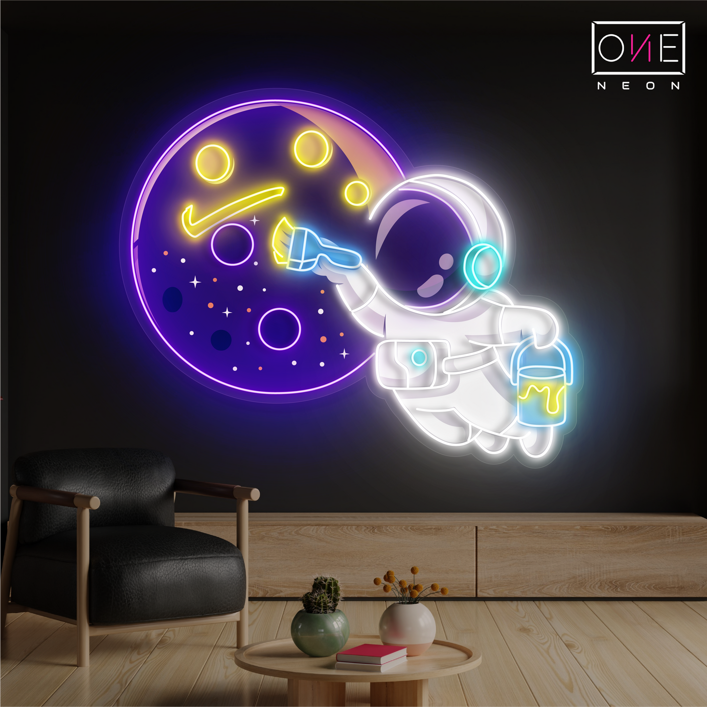 Enseigne LED néon décorative : Peintre Astronaute