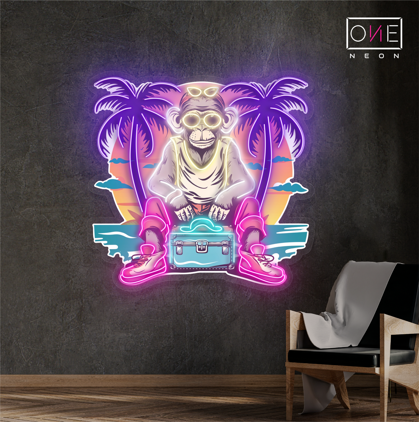 Enseigne Néon LED "Chill Monkey Vibes Artwork"