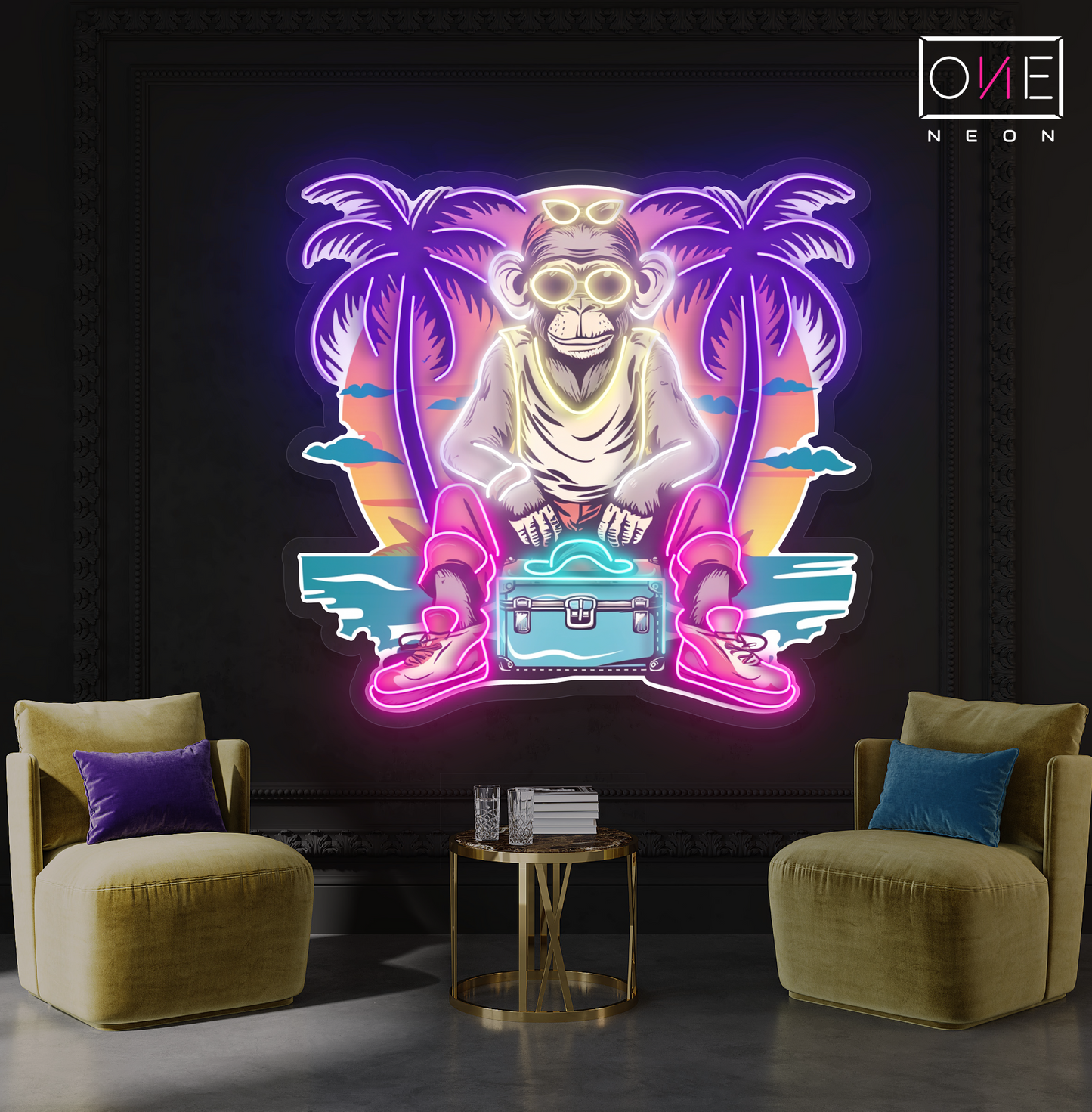 Enseigne Néon LED "Chill Monkey Vibes Artwork"