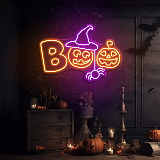 Enseigne néon LED Boo