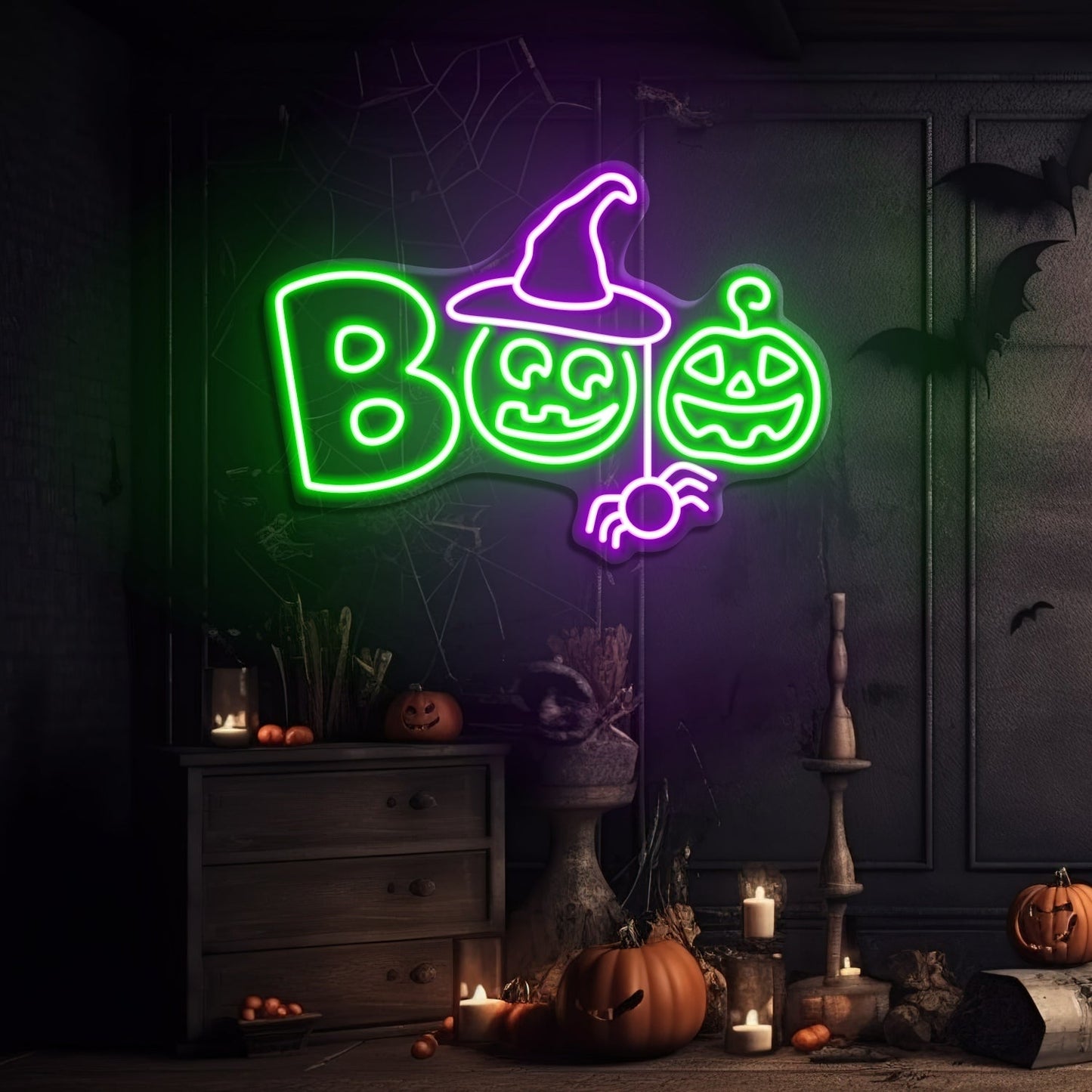 Enseigne néon LED Boo