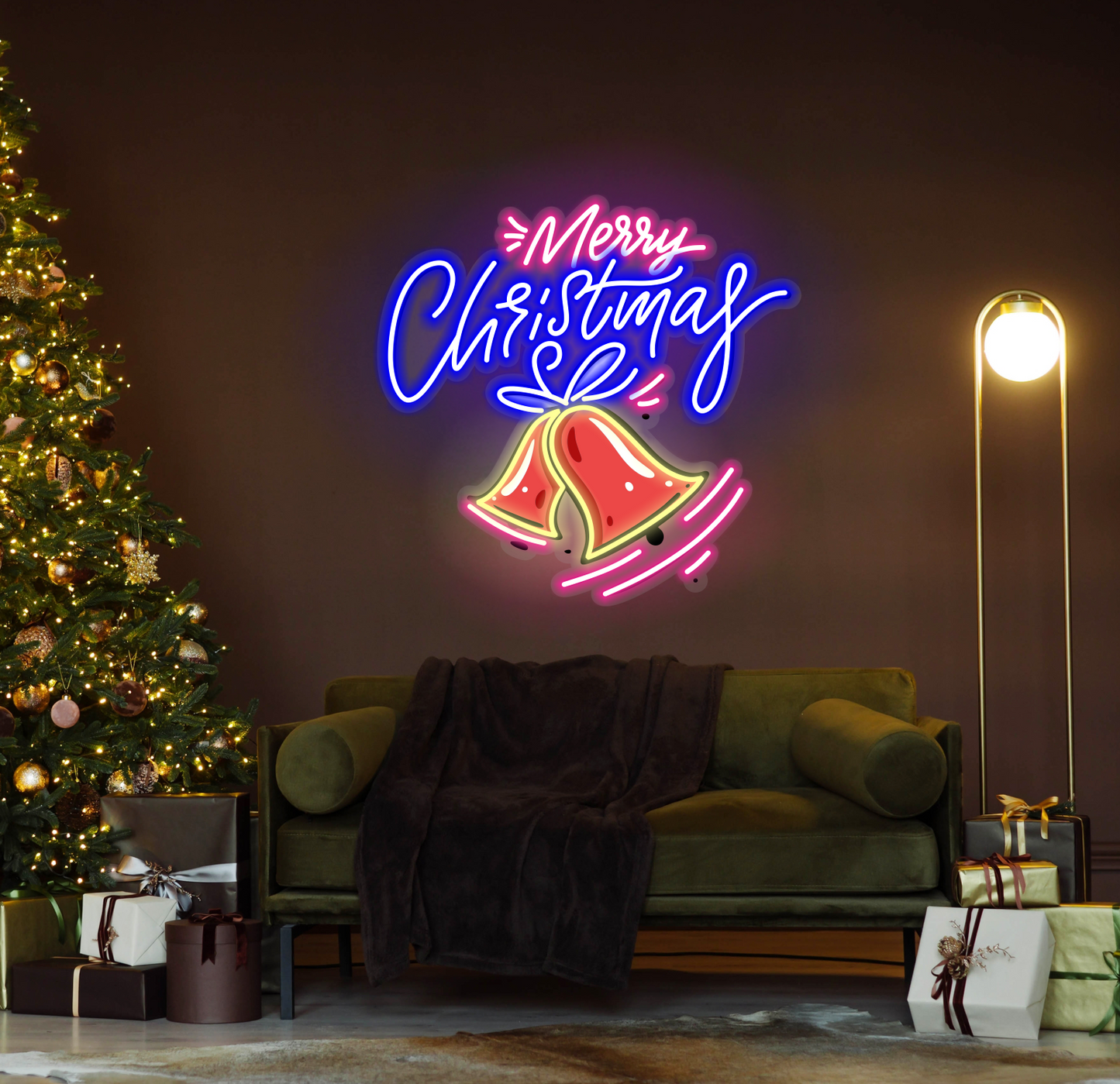 Enseigne néon LED Joyeux Noël Bell