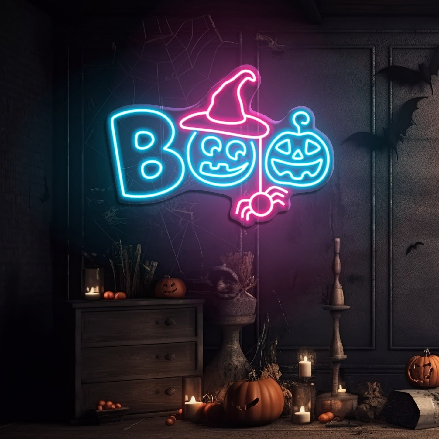 Enseigne néon LED Boo